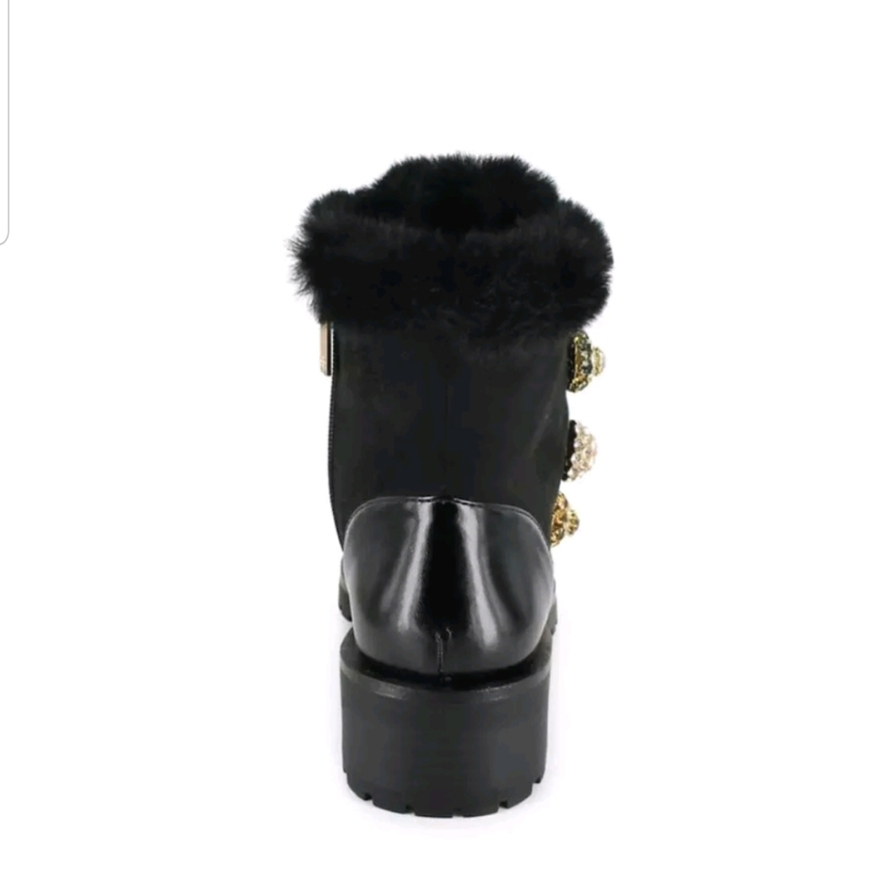 Nanette lepore faux fur leather combat boots - Picture 4 of 5